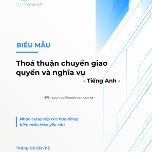 Thoả thuận chuyển giao quyền và nghĩa vụ (Novation Agreement) - Tiếng Anh